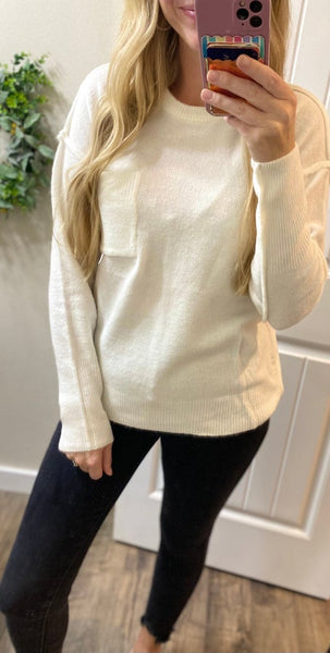 Melange Hi-Low Round Neck Sweater