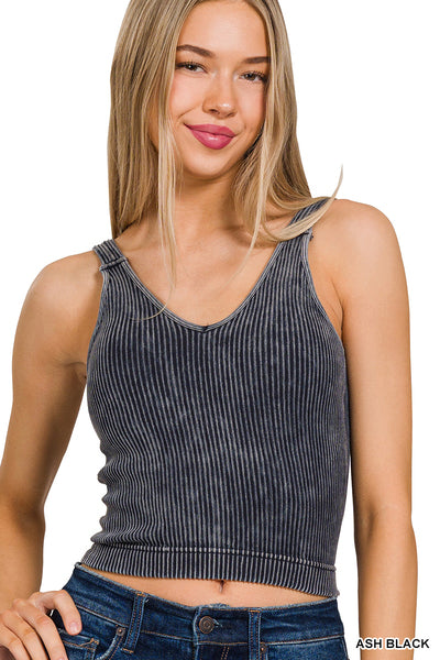 Crop Ribbed Bra Padded Tank