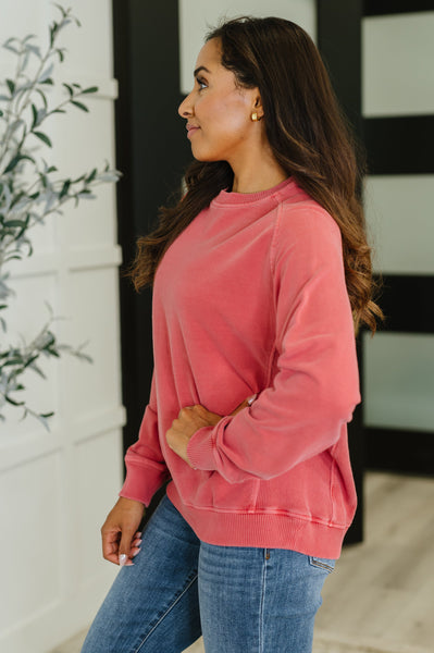 Daily Ease Mineral Wash Pullover in Ruby