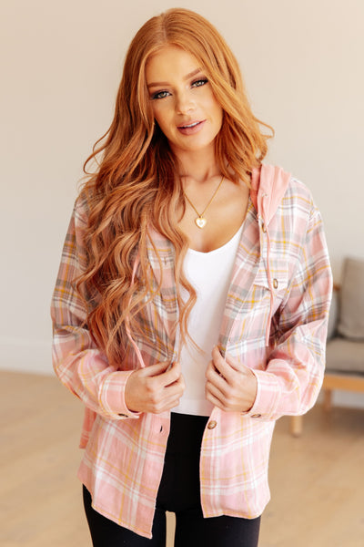 Dip Dye Plaid Hooded Shacket