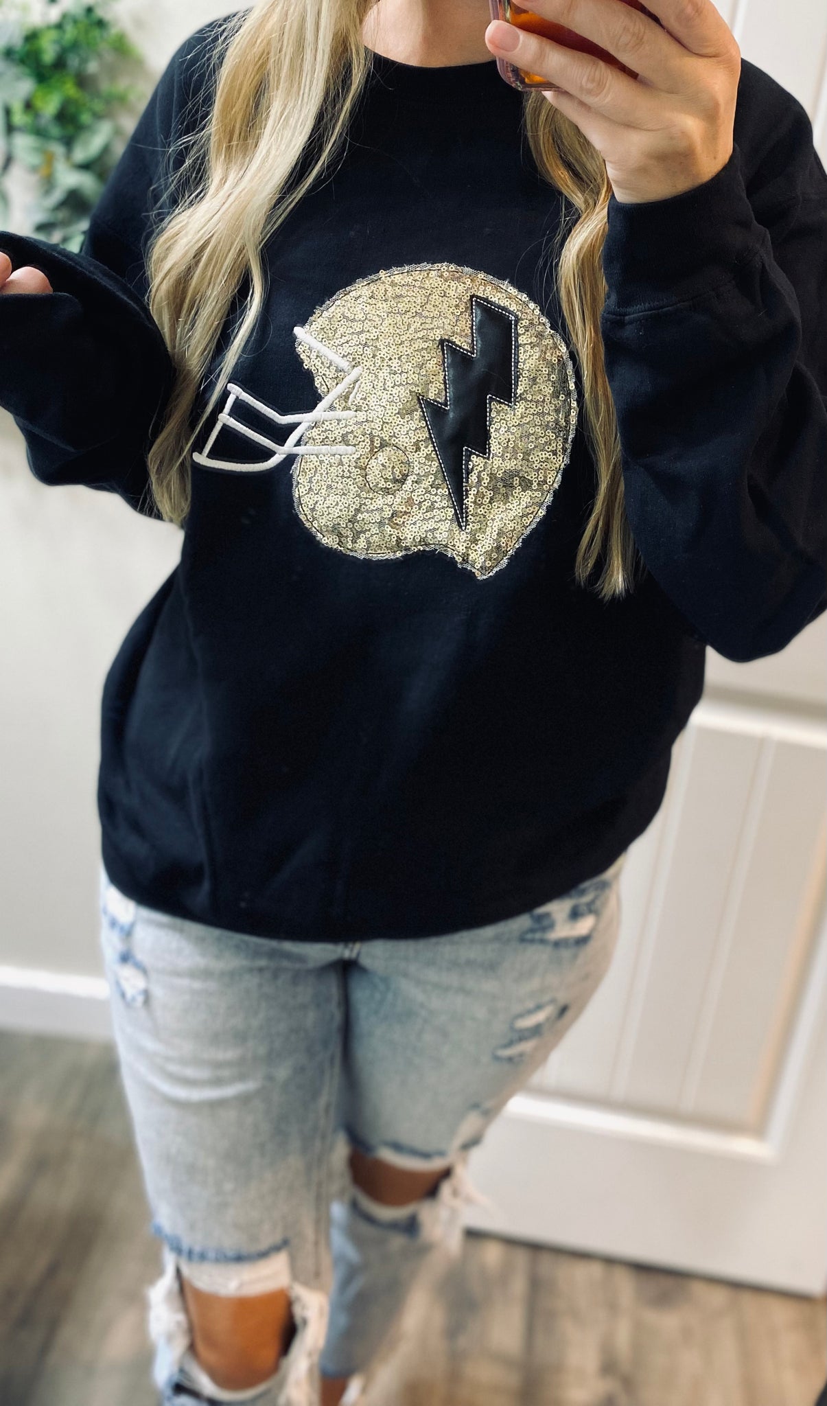 Preorder Sequin Football Helmet Sweatshirt