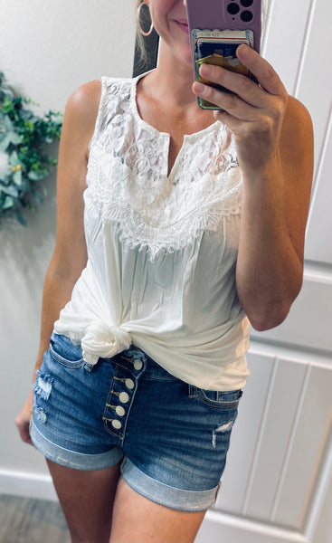 Sale! White Lace Detail Sleeveless Top