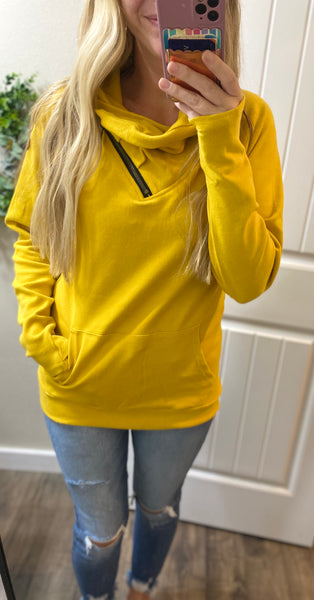 MM Mustard Zip Cowlneck