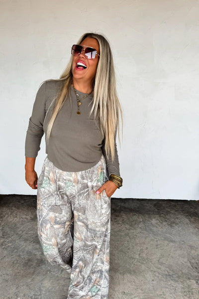 PREORDER Blakeley Camo/Checkered Wide Leg Joggers
