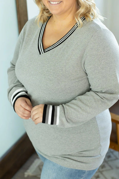 Varsity Stripe Trim Pullover