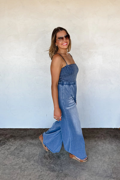 Blakeley Denim Smocked Romper