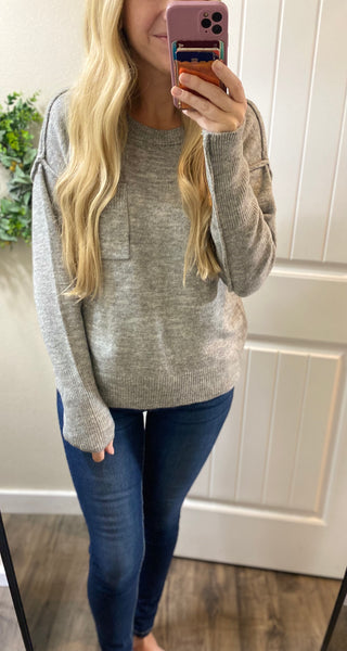 Melange Hi-Low Round Neck Sweater