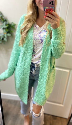Spring Fuzzy Popcorn Cardigan