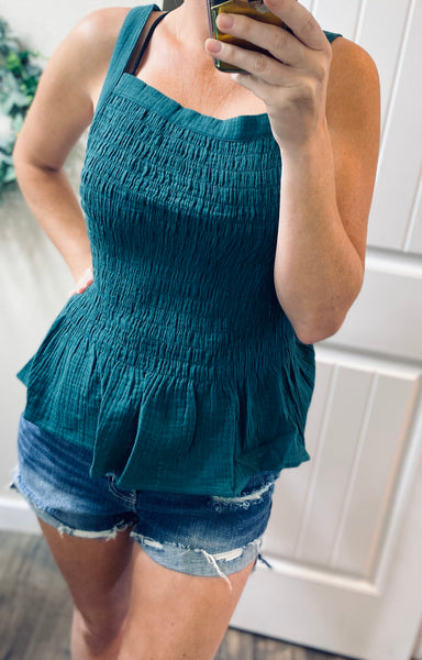 Hunter Green Smocked Tank