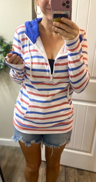 American Stripe 1/2 Zip Hoodie