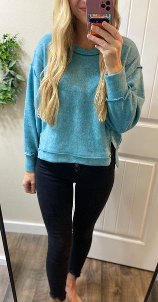 Brushed Melange Hacci Crop Sweater