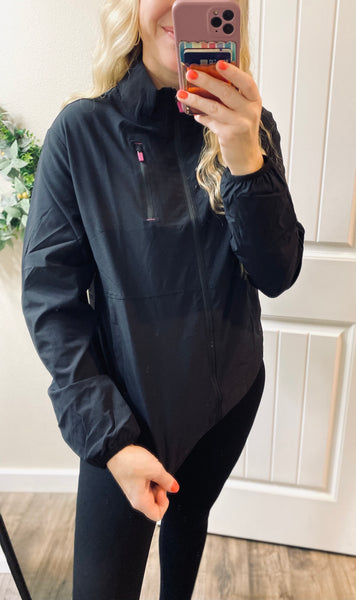 Black Water Resistant Running Jacket