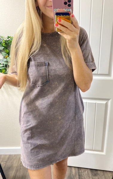 Mineral Wash Pocket T-Shirt Dress