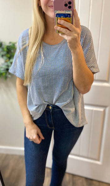 Ribbed Stripe Dolman Sleeve Top