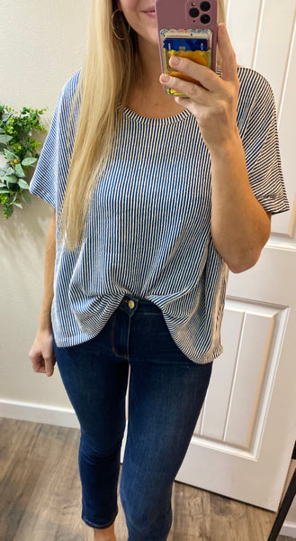 Ribbed Stripe Dolman Sleeve Top