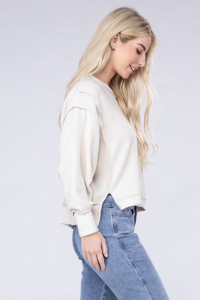 Brushed Hacci Melage Crop Sweaters