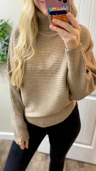 Viscose Dolman Sleeve Turtleneck Sweater