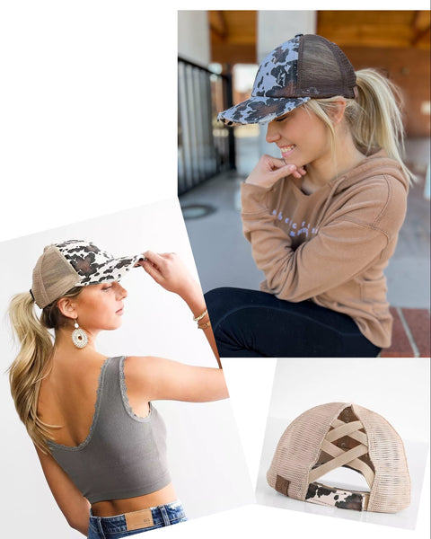Cow Ponytail Braided Baseball Cap