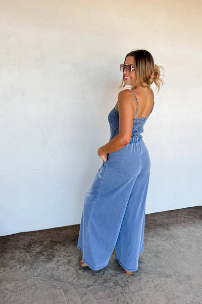 Blakeley Denim Smocked Romper