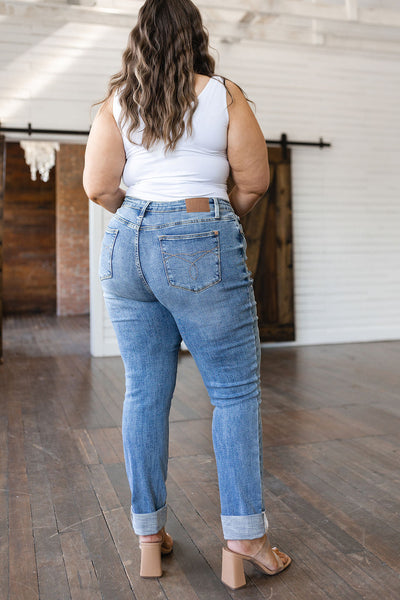 Judy Blue Midwash Mid Rise Distressed Boyfriend Jeans