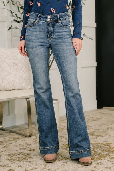 Judy Blue High Waist Flare Tummy Control Double Button Denim