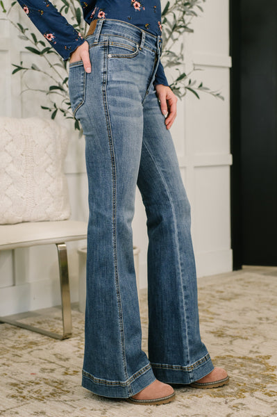 Judy Blue High Waist Flare Tummy Control Double Button Denim