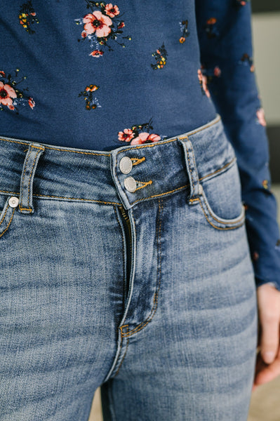 Judy Blue High Waist Flare Tummy Control Double Button Denim