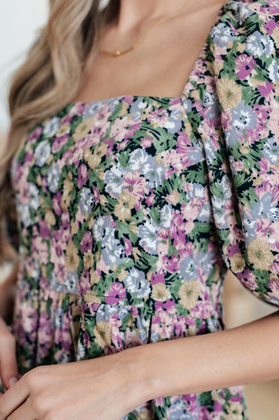 Corduroy Velvet Floral Dress