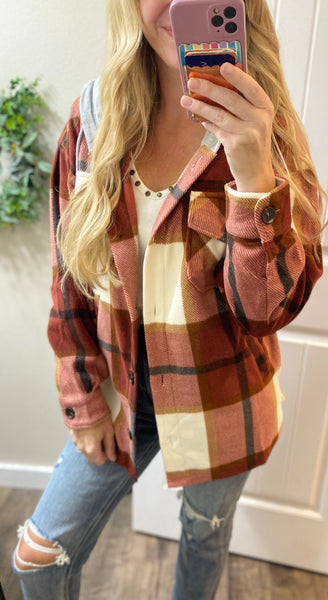 Hooded Shacket Flannel