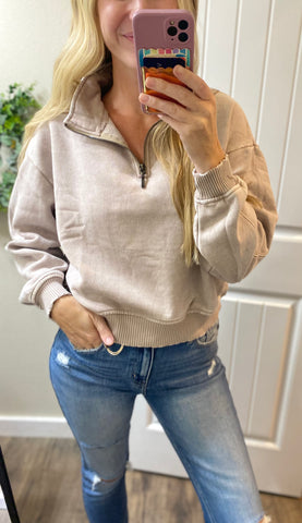 Ash Mocha 1/4 Zip Fleece Pullover