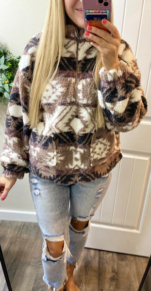 Aztec Teddy 1/4 Zip Pullover