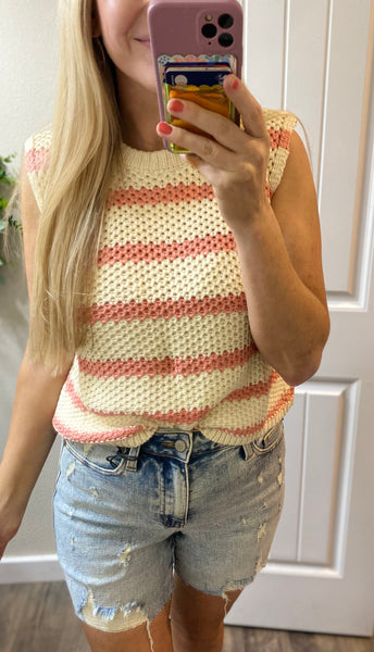 Stripe Sweater Sleeveless Top