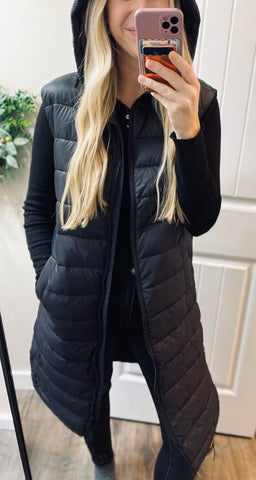 Black Puff Long Vest
