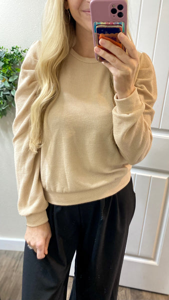 Sale! Ribbed Puff Long Sleeve