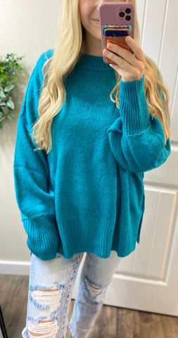 Oversized Aqua Sweater