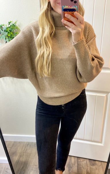 Viscose Dolman Sleeve Turtleneck Sweater