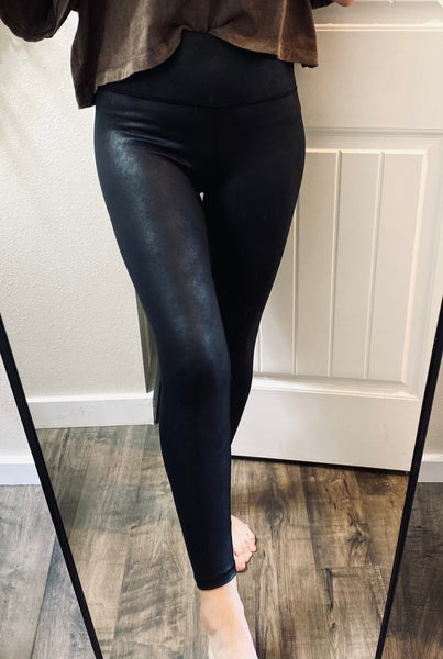 Foil High-Waisted Faux Leather Leggings