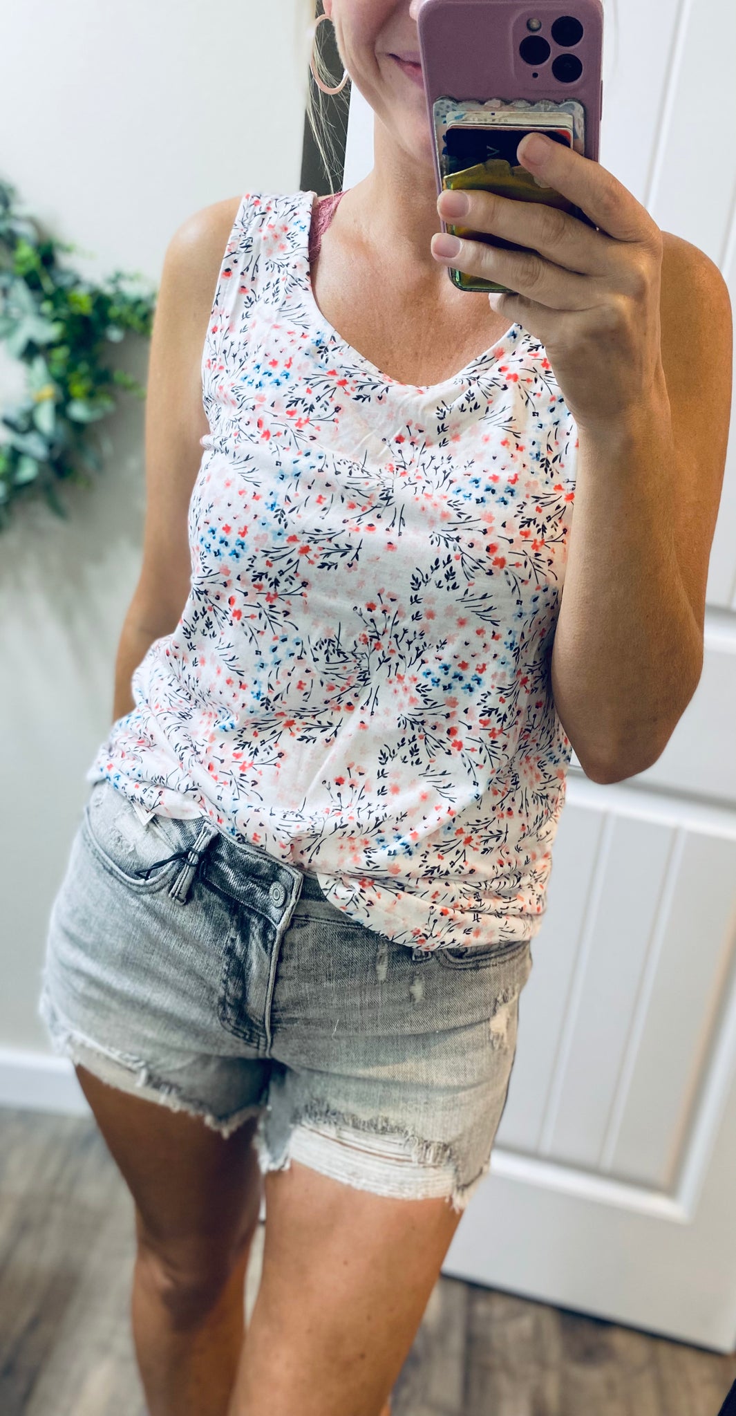 Floral Cutout Tank