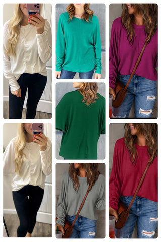 Oversized Dolman Seam Long Sleeve