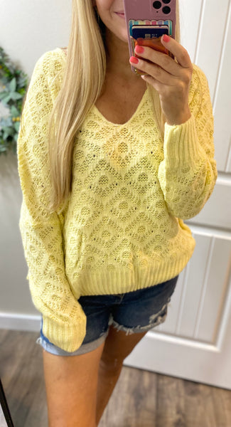 Yellow V-Neck Soft On/Off Shoulder Sweater
