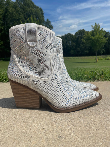 Very G "Maze" White Silver Bootie-Shoes-Sunshine and Wine Boutique