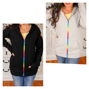 Rainbow Zipper Full Zip Hoodie