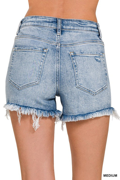 Dark or Midwash Fray Denim Shorts