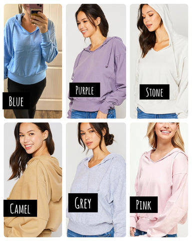 My Favorite Terry Split Neck Hoodie