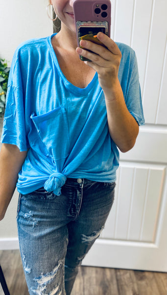 Sky Blue Oversized Pocket Tee