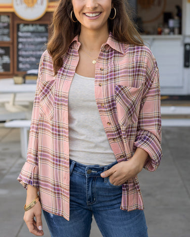 G & L Pink Plaid Button Up