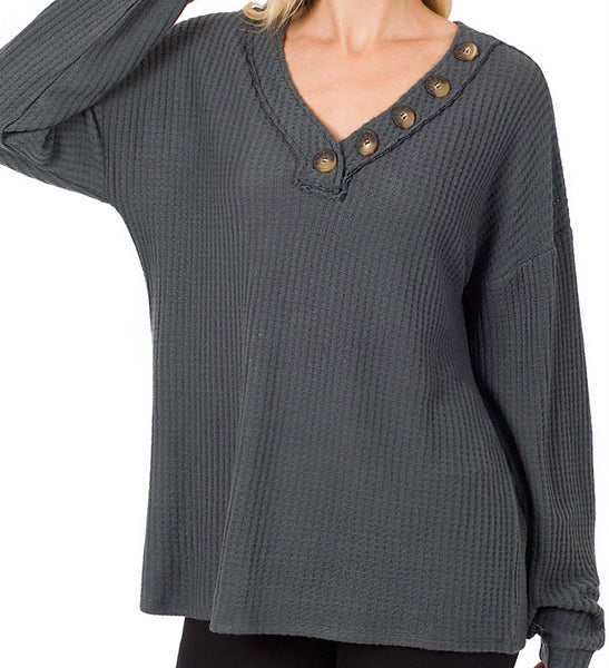 Brushed Button Thermal Long Sleeve