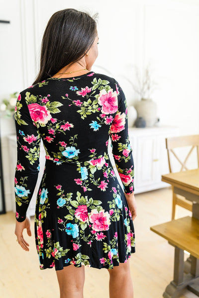 SALE! Black Floral Dress with Built in Shorts