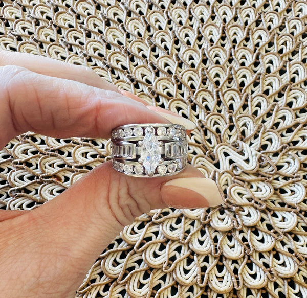 Victoria Marquise Cut Stacked Ring-Silver