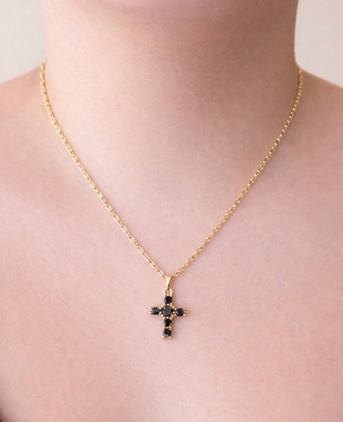 Onyx Cross Pendant Necklace- 18”